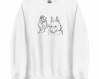 Princess Mononoke Embroidered Sweatshirt, Ghibli Studio Sweatshirt, Anime Embroidered Sweatshirt, Anime Merch