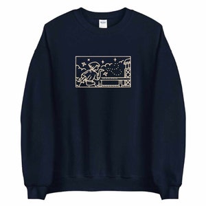 Spirited Away Outline Embroidered Sweatshirt, Ghibli Studio Sweatshirt, Anime Embroidered Sweatshirt, Anime Merch