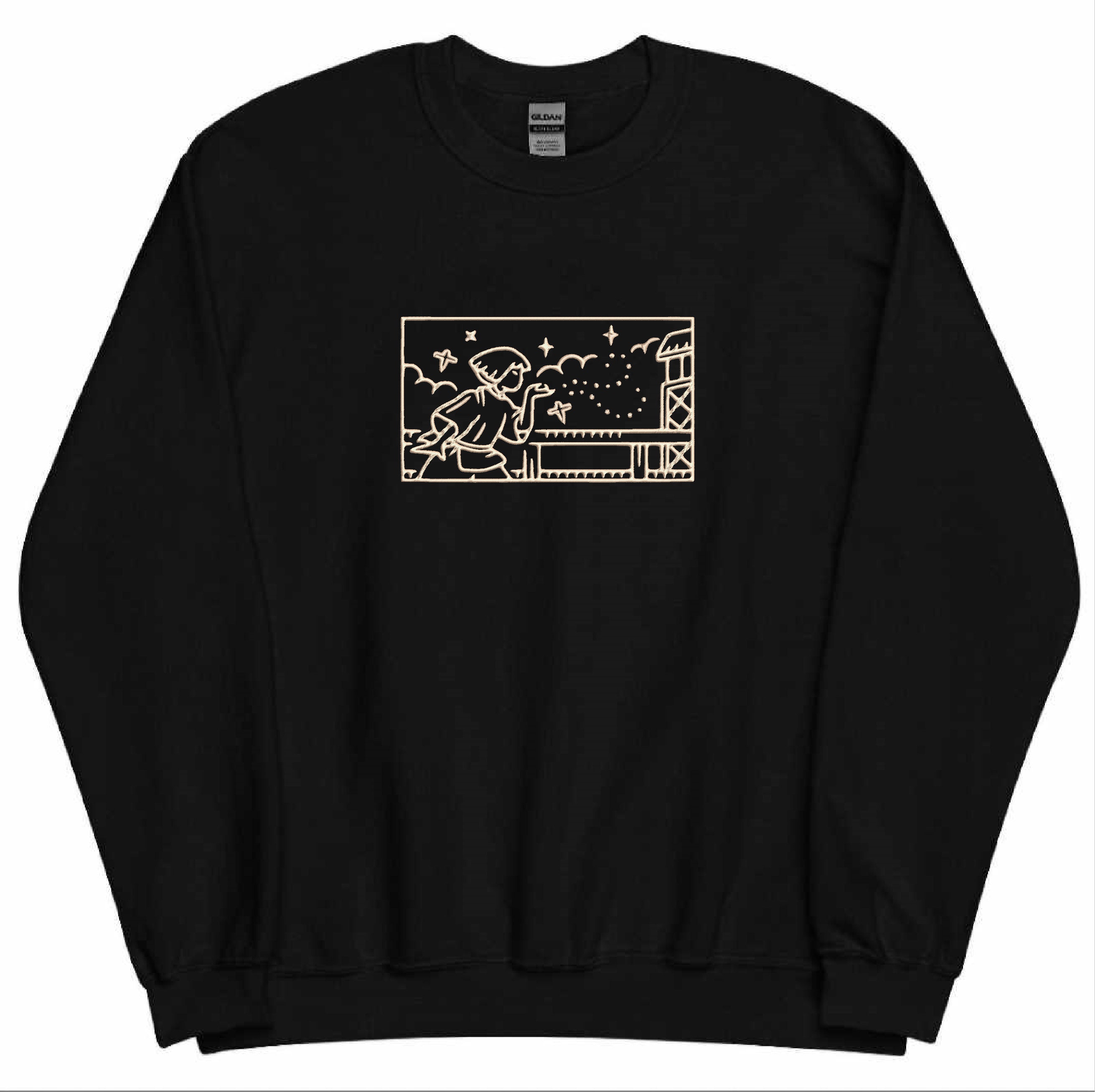 Spirited Away Outline Embroidered Sweatshirt, Ghibli Studio Sweatshirt,  Anime Embroidered Sweatshirt, Anime Merch 