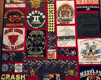 T-shirt quilt, memory quilt, custom quilt, deposit only.                     SEE “Item Details” & "LEARN More" for Important Information