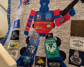 T-shirt quilt, memory quilt, custom quilt, deposit only.                    SEE “Item Details” & "LEARN More" for IMPORTANT Information