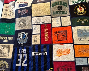 T-shirt quilt, memory quilt, custom quilt, deposit only.   SEE “Item Details” & "LEARN More" for Important Details