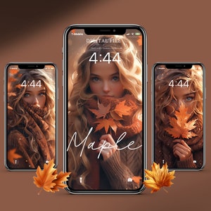 Fall Wallpaper Iphone Lockscreen Autumn Maple Leaves Seasonal Phone Halloween Orange Leaves Cozycore Cottage Aesthetic Collection Ipad
