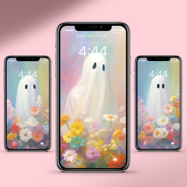 Halloween Wallpaper Iphone Lockscreen Ghost | Glitter Ghosts Cute Phone Spooky Magic Pastel Halloween Aesthetic Pumpkins Ipad Sparkle Art