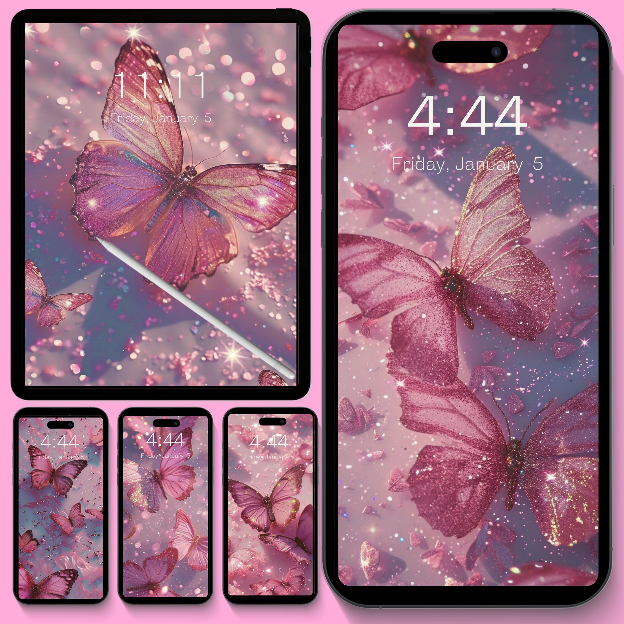 Pink Butterfly Wallpaper | Phone Wallpaper | Aesthetic iPad Wallpaper
