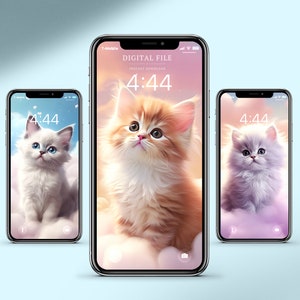 Kitty II Wallpaper | Aesthetic iPhone Wallpaper | Cats Ipad Wallpaper | Kitten Wallpaper | Pastel Aesthetic Phone |Cat Lover Phone Wallpaper