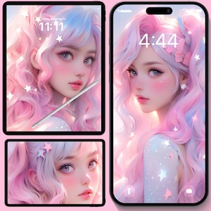 Pink Star Princess Iphone Wallpaper | Phone Wallpaper | Fantasy Wallpaper | Girly Wallpaper | Dreamy Iphone Wallpaper| Ipad Wallpaper |Anime