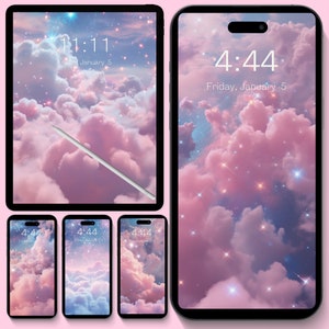 Pastel Clouds Iphone Wallpaper | Phone Lockscreen | Aesthetic Ipad Girly Whimsical Pastel Cute Dreamy Wallpapers Fairytale Cloudcore Sparkle