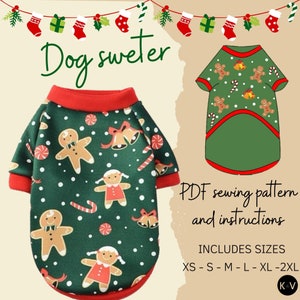 Dog sweater PDF patterns and instructions Sizes XS to 2XL (6 Sizes) Instant Download