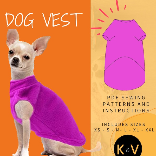 Dog vest PDF patterns and instructions Sizes XS to 2XL (6 Sizes) Instant Download