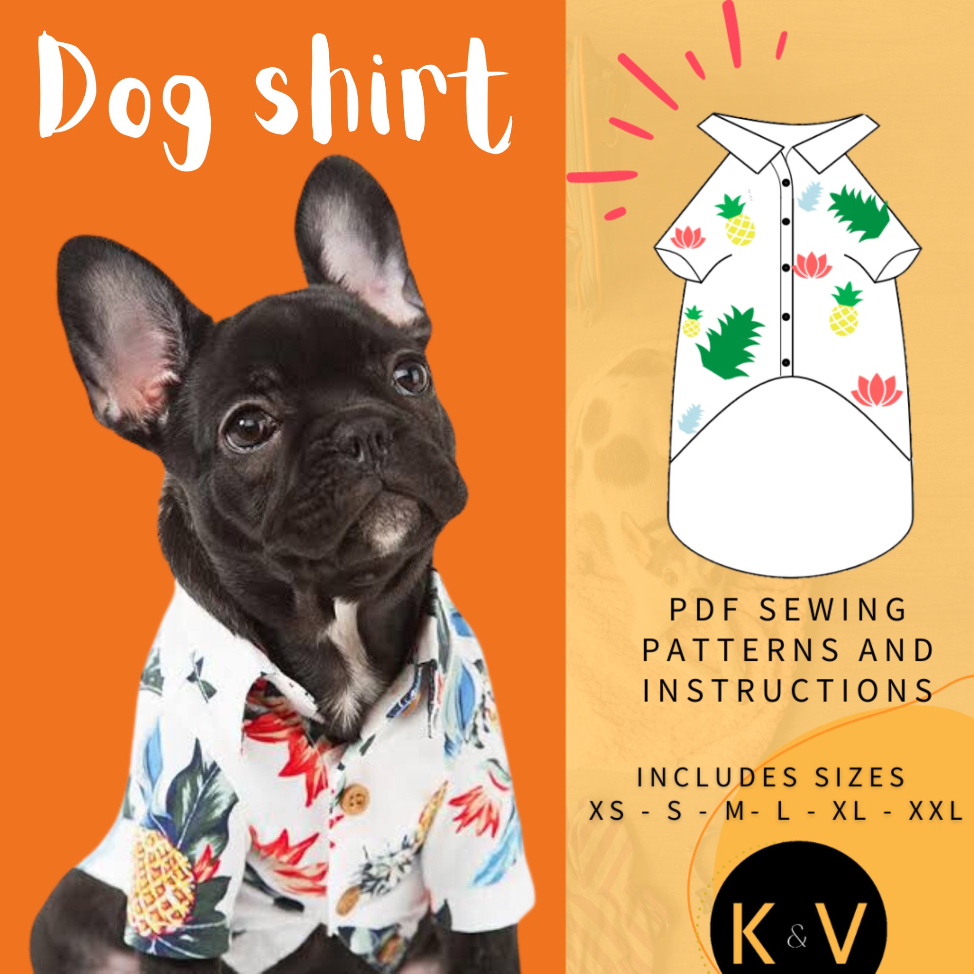 Dog Pajamas Pattern Size XL button Up, Sewing Pattern, Dog