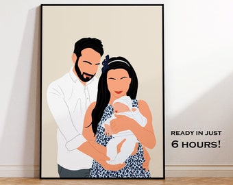 Retrato sin rostro / Regalo para mamá, Ilustración personalizada, foto personalizada, ilustración fotográfica, retrato personalizado, regalo de novia-Lo antes posible