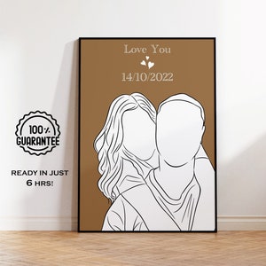 Portrait au trait de couple, Portrait de famille, Dessin au trait personnalisé, Oeuvre d'art personnalisée, Dessin au trait, Illustration personnalisée, Dessin artistique à partir d'une photo