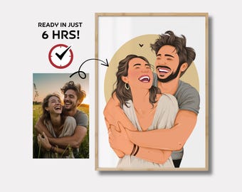 Custom Faceless Portrait Print: Digital Drawing and Illustration, Personalized Xmas Gift for Boyfriend, engagement drawing, photo prints