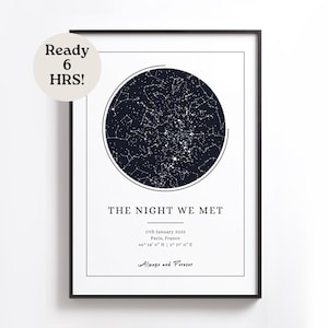 A noite em que nos conhecemos, mapa estelar personalizado, presente de aniversário para ele, mapa estelar por data, mapa estelar de constelação, mapa estelar, mapa do céu noturno, mapa personalizado