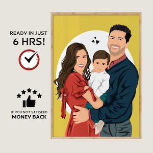 Personalised family Portrait, Family portrait with baby, Custom family portrait , Faceless Portrait, custom pet illustration, pet portrait