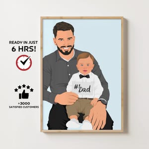 Custom Dad Portrait - Personalized Father&#39;s Day Gift - Unforgettable Wall Art - Fathers Day Gift, Gift for dad, Digital print, Grandparents
