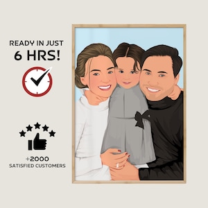 Ritratto di famiglia personalizzato, ritratto personalizzato del papà, regalo per la festa del papà, ritratto senza volto, regalo per il nonno, primo regalo per la festa del papà