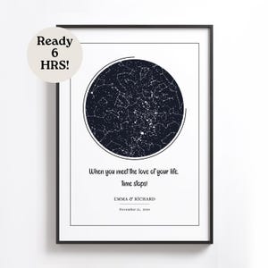 Carte du ciel numérique personnalisée, carte des étoiles par date d'anniversaire, carte de la constellation, carte des étoiles, carte des étoiles de la nuit, carte graphique personnalisée, la nuit où nous nous sommes rencontrés