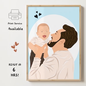 Portrait de famille personnalisé avec bébé, portrait sans visage personnalisé, oeuvre d'art significative, fête des pères inoubliable, portrait de famille personnalisé