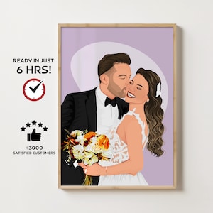 Custom Digital Portrait from Photo - Personalized Gift for Couples, Family, Pet, Wedding, Father's Day Drawing - Cartoon Portrait - ASAP