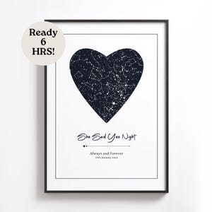 Regalo mappa stellare per San Valentino, regalo digitale per San Valentino, mappa stellare personalizzata, mappa delle costellazioni, mappa stellare, mappa del cielo notturno, la notte in cui ci siamo incontrati