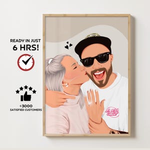 Regalo de retrato personalizado, pintura de retrato digital, retrato familiar personalizado, retrato sin rostro, retrato a partir de una foto, regalo para él, regalo para ella