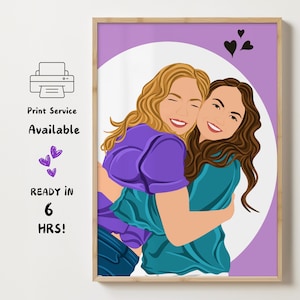 Ritratto di amicizia personalizzato, regalo personalizzato per lei, ritratto personalizzato Bestie, ritratto senza volto, regalo per migliore amica, regalo di amicizia personalizzato