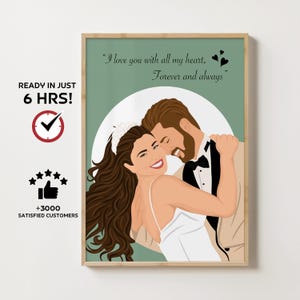 Couple Portrait, Custom gift for Couple, faceless portrait painting, engagement drawing, boyfriend portrait, family portrait, Dog Portrait