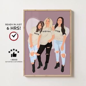 Faceless Illustration, Custom Portrait for BFF, Faceless Portrait, Birthday Gift for Best Friend, Personalized Illustration, Custom Drawing