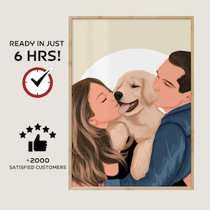 Custom Portrait with Dog, Gift for Pet Owner, Pet Lover Gift, Faceless Portrait, Dog Painting, Family portrait with Pet, Custom Portrait
