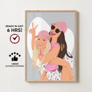 Spersonalizowany portret najlepszego przyjaciela - portret bez twarzy ze zdjęcia, spersonalizowany prezent dla przyjaciela, spersonalizowana ilustracja, wydrukowana sztuka urodzinowa najlepszego przyjaciela