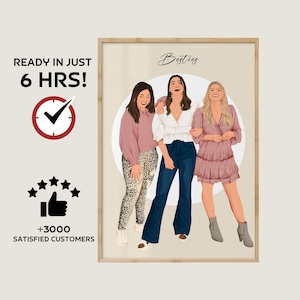 Best Friend Portrait, custom faceless portrait, Birthday Gift for besties, Cartoon portrait painting, wedding portrait from photo, ASAP