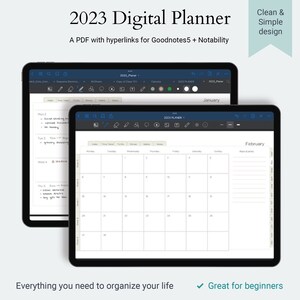 2023 Digital Planner, Clean Minimalist design, Goodnotes5, Notability, Dated 2023 Calendar, Weekly Planner, Monthly Planner, Horizontal