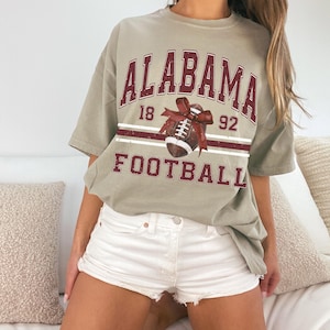 Alabama Football Shirt Coquette College Game Day Apparel Aesthetic University Tee Vintage Red Bow Tshirt