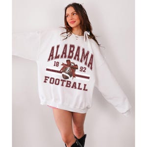 Alabama Football Sweatshirt Coquette College Game Day Crewneck University Apparel Aesthetic Red Bow Vintage Oversized