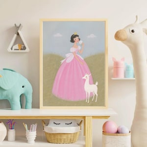 Vintage Fairytale Princess Nursery Prints | Vintage Girl Room Art | Magical Animal Wall Decor | Set of 3 Digital Downloads