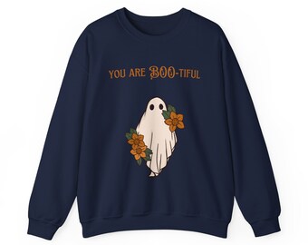 Sudadera de cuello redondo "Eres BOO-tiful" con un toque espeluznante / Ropa de Halloween a la moda / Cómoda y unisex
