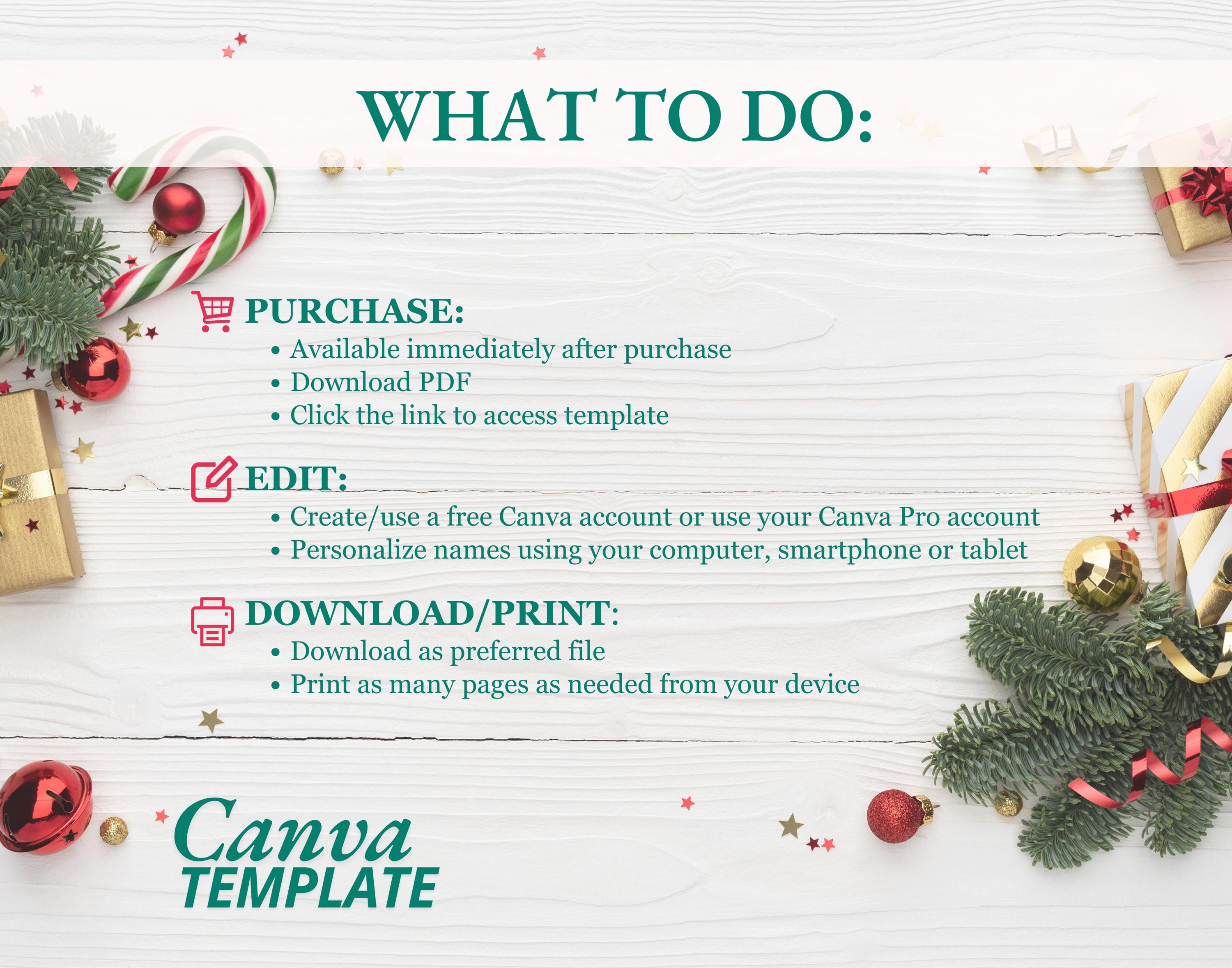 Christmas Gift Tag Printable Canva Template X-mas Trees Personalize ...