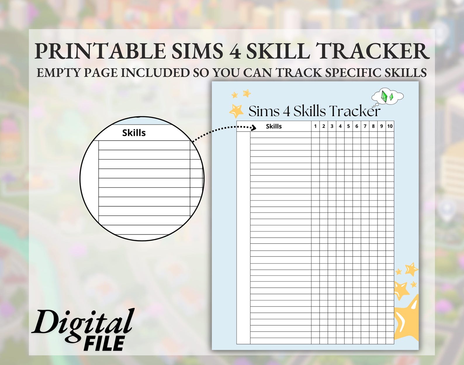 Printable Sims 4 Skill Tracker Planner Sheet Bundle Expansion and Base ...