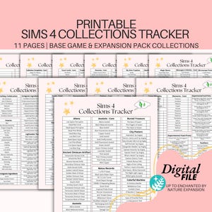 Cute Printable Ultimate Sims 4 Collections Tracker Planner Sheet Bundle - Expansion and Base Game Digital PDF Up to Enchanted by Nature Exp
