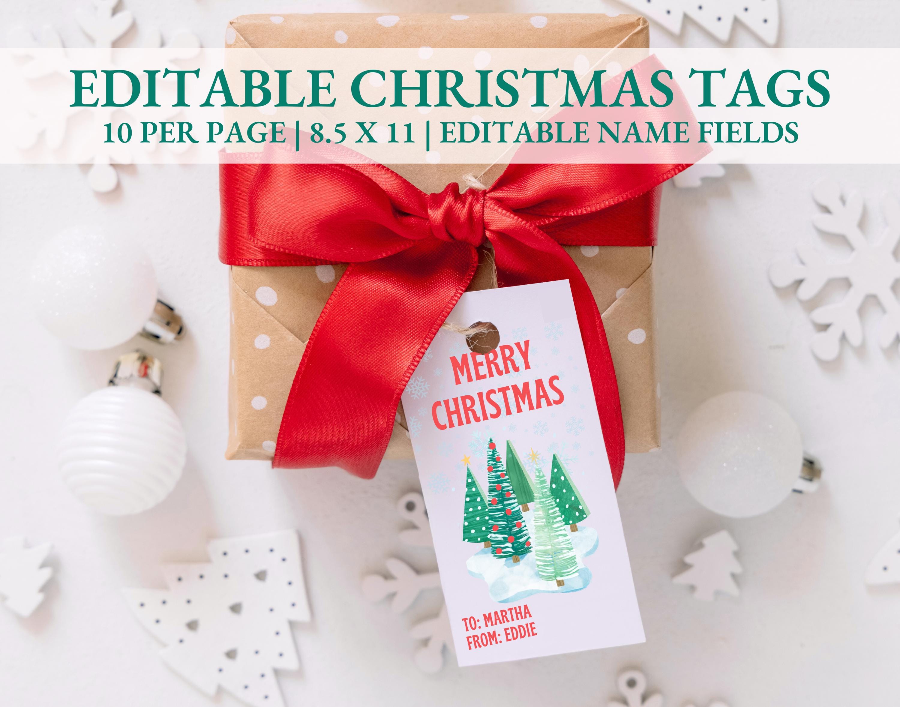 Christmas Gift Tag Printable Canva Template X-mas Trees Personalize ...