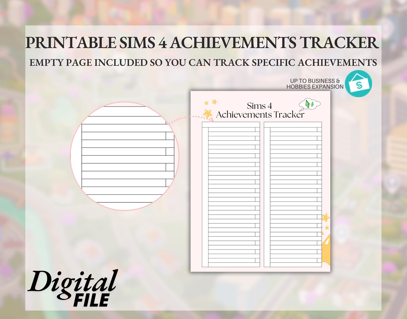 Cute Printable Sims 4 Achievements Planner Sheet Bundle - Expansion and ...