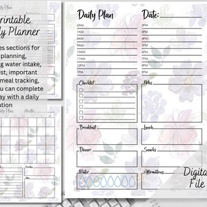 Purple Floral Printable Daily Weekly Monthly Planner Bundle Notes ...