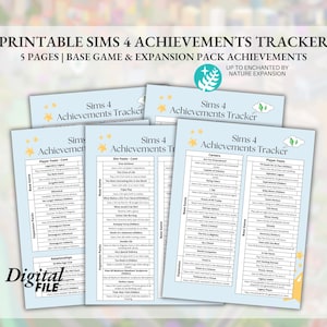 Printable Sims 4 Achievements Planner Sheet Bundle - Expansion and Base Game Tracking Digital Download Up to Enchanted by Nature Pack