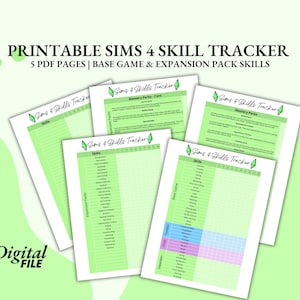 Planificador imprimible de seguimiento de habilidades de Los Sims 4 (descarga digital, PDF) - Seguimiento de expansiones y juegos base - hasta Enchanted by Nature Exp