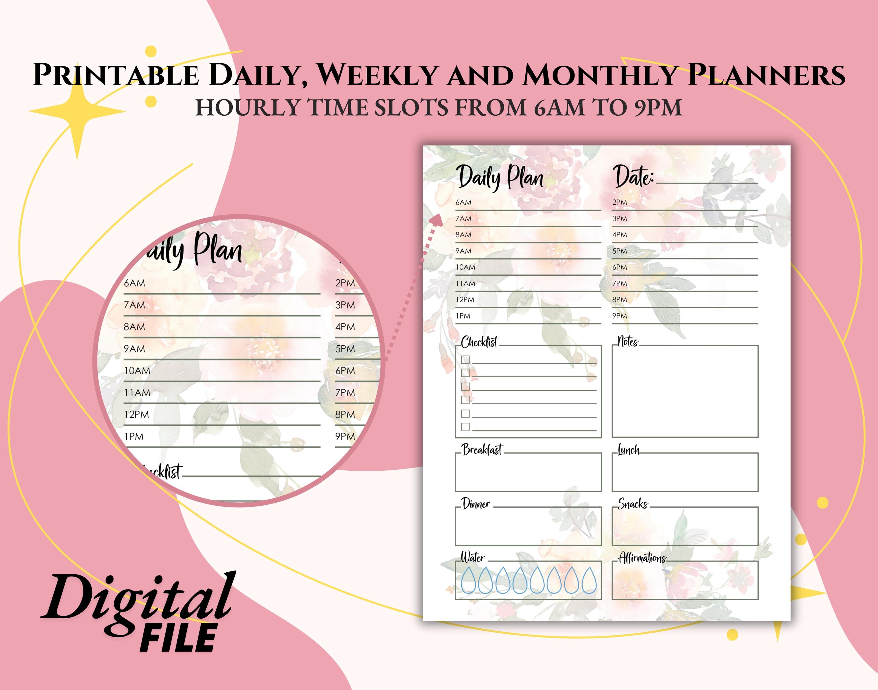 Floral Printable Daily Planner, Weekly Planner, Monthly Planner Bundle ...
