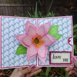 Cute Love Pop Up Card - Valentines Day Pop Up Card - Happy Birthday Pop Up Card - Valentines Day Card For Girlfriend - Lily Pop Up - Hello