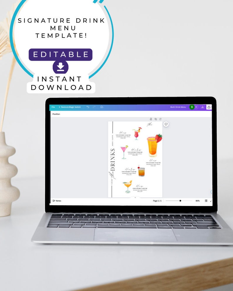 Cocktail Menu, Signature Drink Menu, Cocktail Menu Template, Signature ...