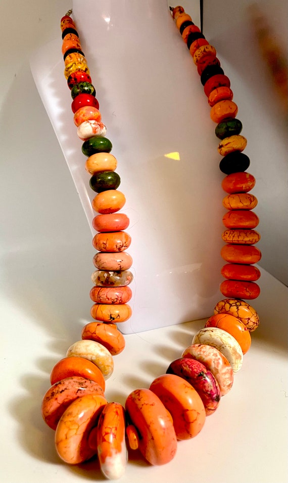 Multi color natural Howlite necklace, with rare ra